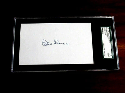 DON LARSEN 1956 WS PERFECT GAME YANKEE PITCHER SIGNED AUTO INDEX CARD SGC BEAUTY - Image 1 of 3