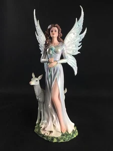 Grande figurine statuette fée et faon blanc H 41 cm - Photo 1/13