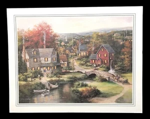 Large T.C. Chiu Watercolor Art Print Litho on Paper~Country Village Scene~28”x22 - Picture 1 of 6