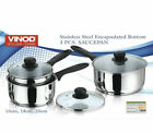Vinod 3 PC Stainless Steel Saucepan Pot Casserole Set Induction Kitchen Cookware