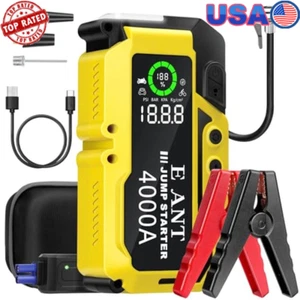 Car Jump Starter Air Compressor 4000A Power Bank USB Tire Inflator LED Light New - Picture 1 of 6
