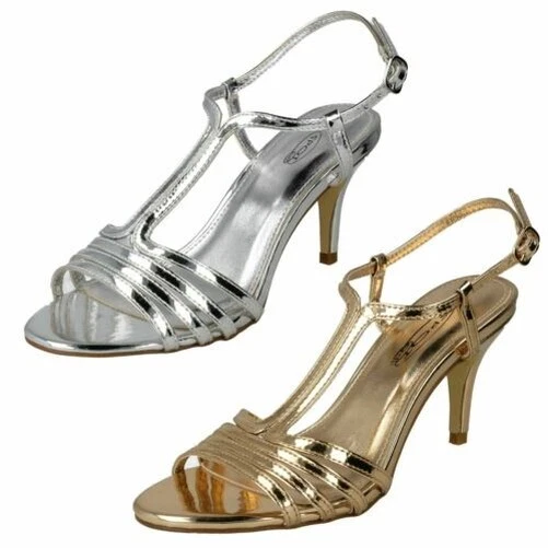 Donna Spot On Metallico Sandali con Cinturino - Immagine 1 di 1