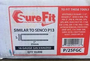 Surefit 1" Crown x 1" Leg Galvanized P Series Staple, 10000 Count - Picture 1 of 2