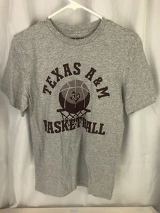 TEXAS A&M UNIVERSITY AGGIES BASKETBALL T-SHIRT ADULT SMALL BY ADIDAS Grey - Picture 1 of 6
