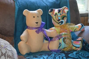 TEDDYBÄR mehrfarbig oder leichtbraun Fleece weich 18" ca. handgefertigt, KOSTENLOSER VERSAND - Bild 1 von 5