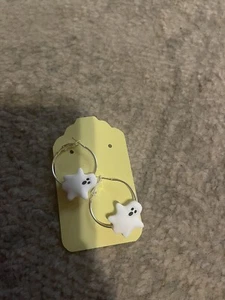 White Silicone Ghost Hoop Earrings  - Picture 1 of 2