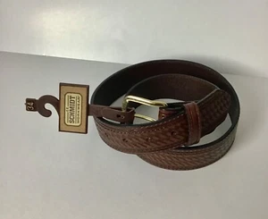 SCHMIDT LEATHER WORK WEAR BELT BROWN SIZE 34 - Picture 1 of 2