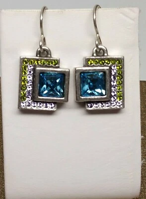 Hermosos Pendientes Patricia Locke Razz Placa de Plata Cristales de Swarovski Foto 1 de 4