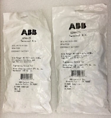 ABB  OZXA-25 DISCONNECT SWITCH TERMINAL KIT [SET OF 2] NEW IN PKG - Image 1 of 3