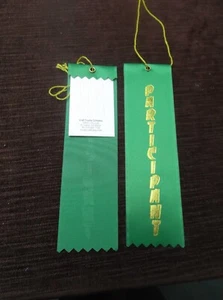 PARTICIPANT GREEN ribbon with gold foil letters carded w/string lot of 14 - Picture 1 of 1