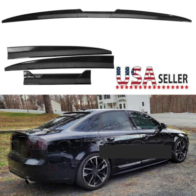 Car Black Rear Trunk Spoiler Wing Trim Rear Wing For Audi A3 A4 A5 A6 B7 B8 - Image 1 of 4