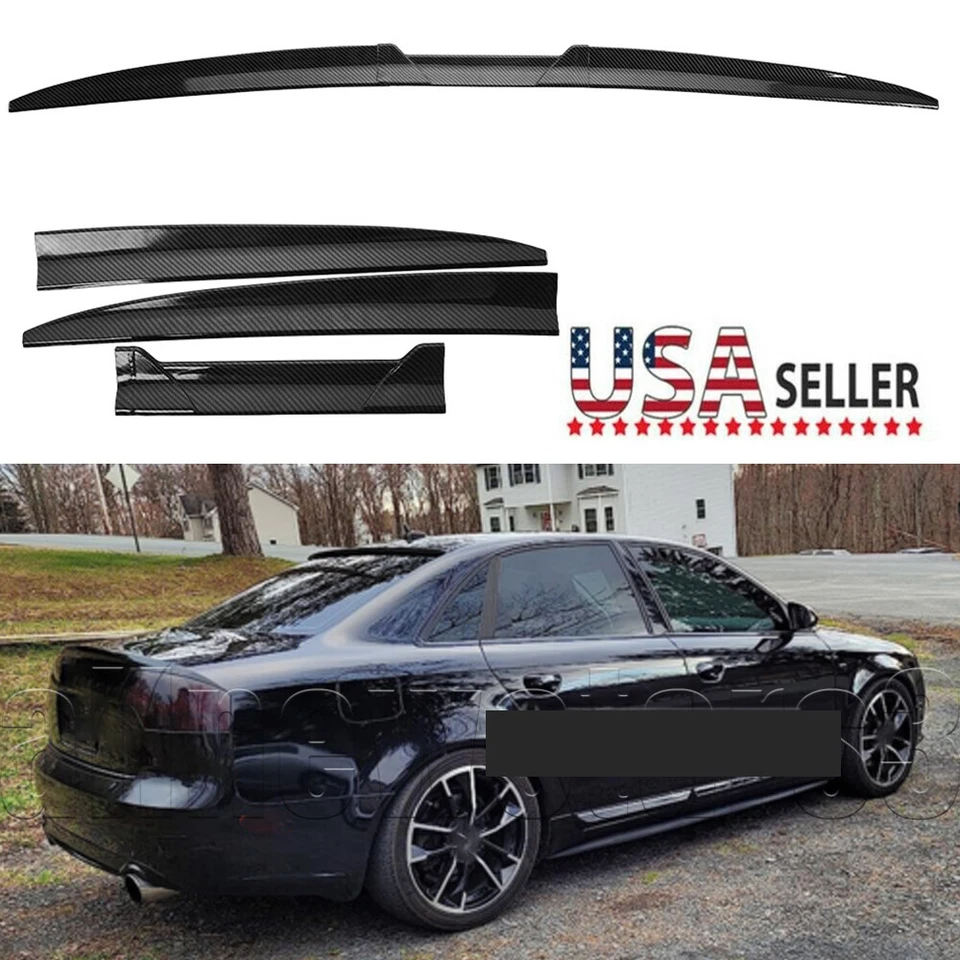 Car Black Rear Trunk Spoiler Wing Trim Rear Wing For Audi A3 A4 A5 A6 B7 B8 Foto 1 de 4