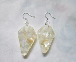 ~ Clear Resin Earrings with Mother of Pearl Infill - Picture 1 of 2
