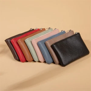 Mini Coin Purse Zipper Card Wallet Pouch Zip Up Women Leather Change Bag - Picture 1 of 20