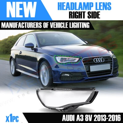 PARA AUDI A3 S3 8V RS3 LADO DERECHO FARO FRONTAL LENTE CUBIERTA 2013-2016 VENDEDOR DEL REINO UNIDO Foto 1 de 4