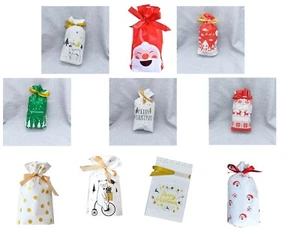 10 x Christmas Gift Drawstring Wrapping Gift Bags for Presents - Picture 1 of 15