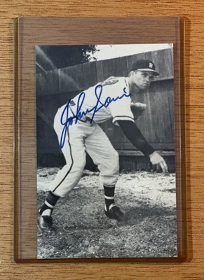JOHNNY SAIN AUTOGRAPH POSTCARD BOSTON BRAVES & NY YANKEES 6 X WS CHAMP DECEASED - Image 1 of 4