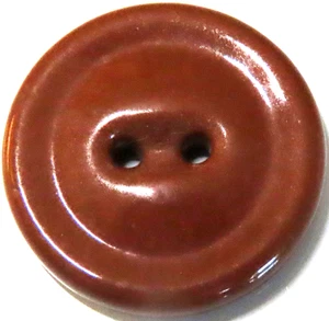 ANTIGUO BOTÓN DE PORCELANA MARRÓN CANELA con MONTÍCULO OVALADO - 13/16" - Imagen 1 de 2