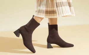 VIVAIA Square Toe Water-Repellent Heeled Boots (Regina Pro) Chocolate Brown 10.5 - Picture 1 of 13