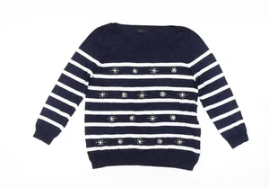 Jasper Conran Women's Blue Striped Pullover Jumper Size 14 - Picture 1 of 12