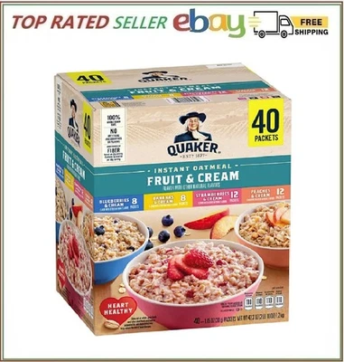 Fruta y crema de avena instantánea Quaker, paquete de variedad, 40 unidades (total 42,3 oz) Foto 1 de 4