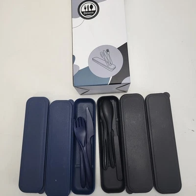 Reise Besteck 3 x Schwarz und 3 x Blau Set   (2621 W2) - Bild 1 von 2