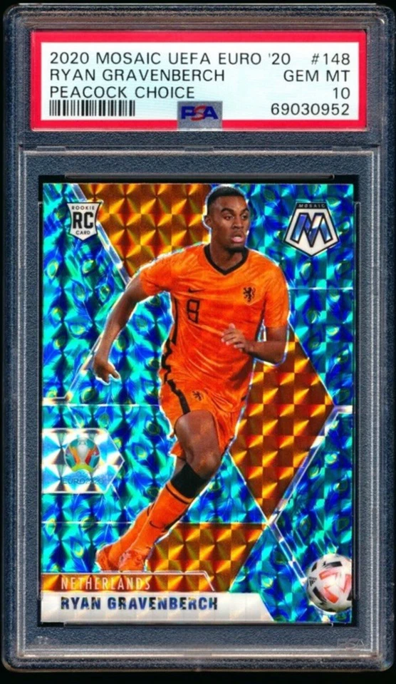 Ryan Gravenberch 2020 Panini Mosaic Euro Peacock Rookie RC SSP PSA 10 - Image 1 of 1