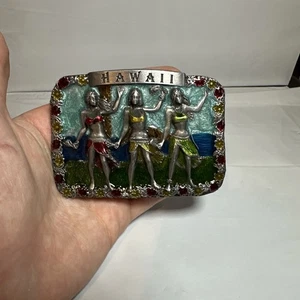 Vintage 1977 Hawaii Hula Dancer Siskiyou Bergamot Belt Buckle - Picture 1 of 3