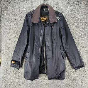 Superdry Jacket Mens Large Jermyn Waxed Gray Long Sleeve Chore Coat - Picture 1 of 12