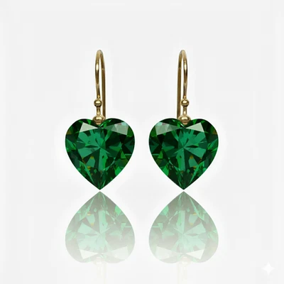 Smaragd Herz Ohrring 925 Sterlingsilber Schmuck May Geburtsstein Christmas Gift - Bild 1 von 3