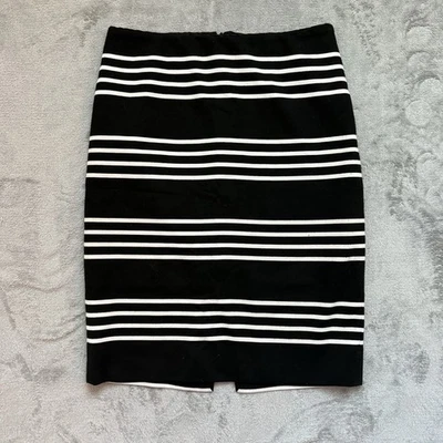 Falda lápiz a rayas blanca y negra del mercado negro de la Casa Blanca para mujer talla 2 forrada Foto 1 de 4