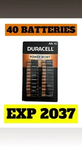 DURACELL 40 Pack AA Alkaline Batteries, Power Boost Battery Exp 2037 - Picture 1 of 5