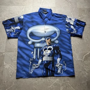 2000 Marvel Vintage Changes Punisher All Over Print Button Down Shirt Sz XL Y2K - Picture 1 of 9