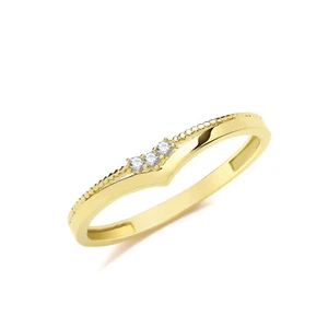 3 Stone Wishbone Ring 9ct Yellow Gold Hallmarked Sizes J - T British Made - Picture 1 of 3