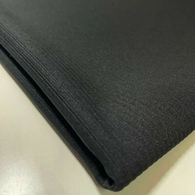 Vestido de jersey de spandex elástico de 4 vías de viscosa acanalada negra tela con puños 150 cm  Foto 1 de 4