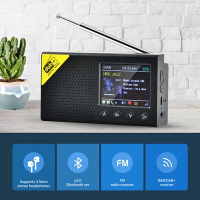 2.4" Portable DAB DAB+ Digital Radio FM Rechargeable Bluetooth Music Player LCD - Image 1 of 4
