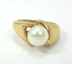 BEAUTIFUL 14K YELLOW GOLD PEARL RING (SIZE 5) 5.0G - Picture 1 of 11