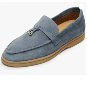 Milooey shoes Women's Round Toe Flat Loafers Comfort Slip On Moccasins Blue - Picture 1 of 7