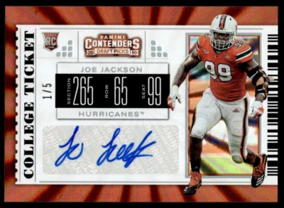 Joe Jackson 2019 Panini Contenders Draft Picks Fame Auto 1/5 Miami Hurricanes - Image 1 of 2