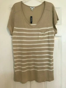 WOMENS OLD NAVY TAN STRIPE SHIRT TOP  SZ  XXL NWT - Picture 1 of 2