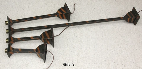 Lot of 4 Antique Mission Japanned Copper Flash Ceiling Light Fixtures 10"- 41.5" Cover