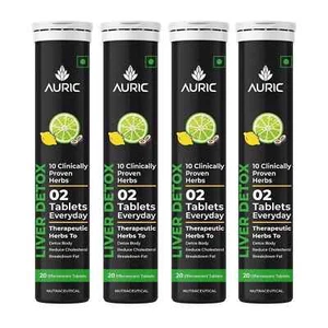 80 Tablets Auric Liver Detox Effervescent 🍋Fizzy Water with 10 Ayurvedic Herbs - Picture 1 of 3