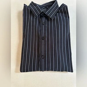 Claiborne Men’s Dark Navy Pinstriped Dress Shirt - Picture 1 of 4