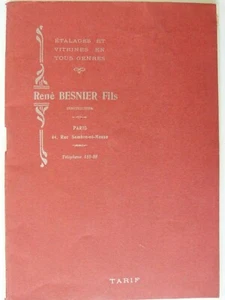E5 CATALOGUE PUBLICITAIRE PUBLICITAIRE ETALAGES VITINES 38P 1909 RENE BESNIER  - Imagen 1 de 8