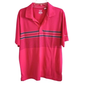 Mens Golf Polo Shirt The Players Size L Cutter & Buck Pink CB DryTec - Picture 1 of 6