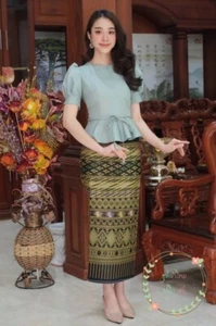 LAOS/THAI TRADITIONAL SILK BLOUSE SHIRTS - THAI TRADITIONAL CLOTHING AND DRESS - Picture 1 of 20