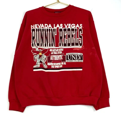 Vintage Unlv Runnin’ Rebels  Crewneck Sweatshirt Size Large Red Ncaa 50/50 Usa Cover