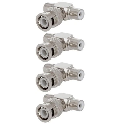 4 Pcs BNC Male to 2-RCA Female Coax Coaxial Video Adapter Connector CCTV Camera - Image 1 of 2