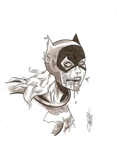 Zombie Batgirl Barbara Gordon pinup artistiche originali di Chris Faccone - Foto 1 di 12