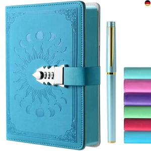 Tagebuch mit Schloss - A5 Notizbuch mit Stift Set, Nachfüllbares Leder Journal - Bild 1 von 7